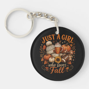 Just A Girl Who Loves Fall Football Pumpkin Spice  Key Ring