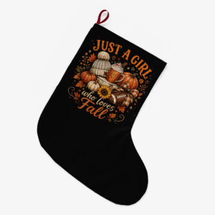 Just A Girl Who Loves Fall Football Pumpkin Spice Large Christmas Stocking