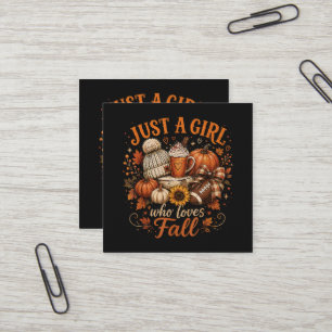 Just A Girl Who Loves Fall Football Pumpkin Spice Square Business Card