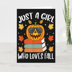 Just A Girl Who Loves Fall Pumpkin Cosy Autumn Card