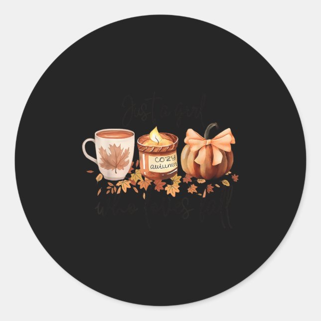 Just A Girl Who Loves Fall Pumpkin Cosy Autumn  Classic Round Sticker (Front)
