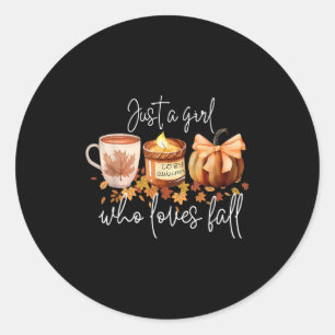 Just A Girl Who Loves Fall Pumpkin Cosy Autumn  Classic Round Sticker