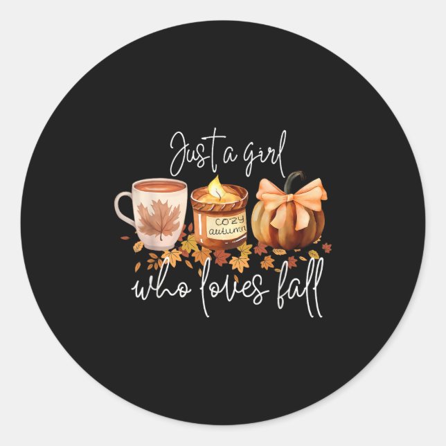 Just A Girl Who Loves Fall Pumpkin Cosy Autumn  Classic Round Sticker (Front)