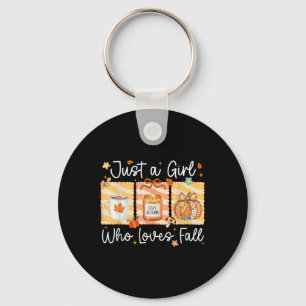 Just A Girl Who Loves Fall Pumpkin Cosy Autumn Vib Key Ring