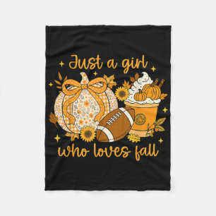 Just A Girl Who Loves Fall Pumpkin Cosy Autumn Wom Fleece Blanket