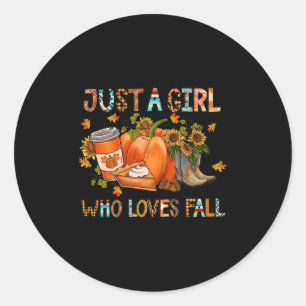 Just A Girl Who Loves Fall Pumpkin Cosy Thanksgivi Classic Round Sticker
