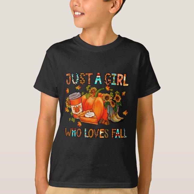 Just A Girl Who Loves Fall Pumpkin Cozy Thanksgivi T-Shirt (Front)