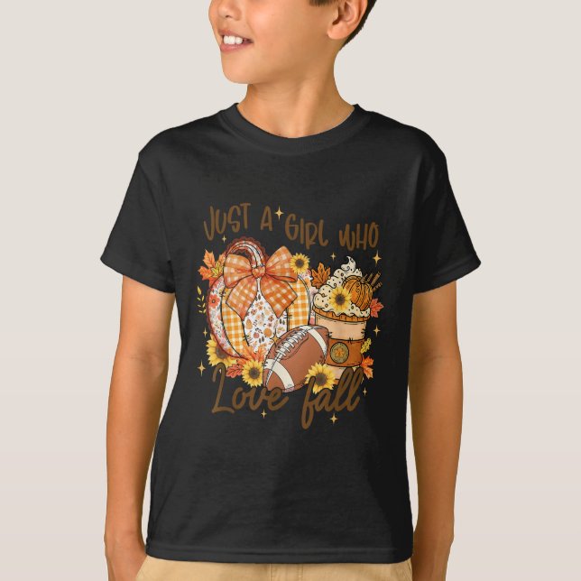 Just A Girl Who Loves Fall Pumpkin Football Cosy A T-Shirt (Front)