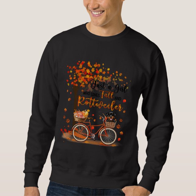 Just A Girl Who Loves Fall Pumpkin Rottie Dog Sweatshirt (Front)