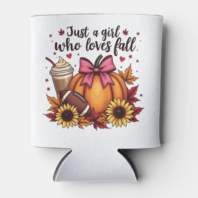 Just a Girl Who Loves Fall Pumpkin Spice Latte  Can Cooler (Front)