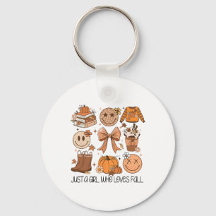 Just A Girl Who Loves Fall Pumpkin Spice Leaves Au Key Ring