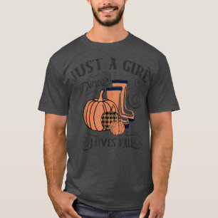 Just a Girl Who Loves Fall Retro Feel Autumn Pumpk T-Shirt