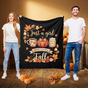 Just A Girl Who Loves Fall Season Coffee Autumn Fleece Blanket