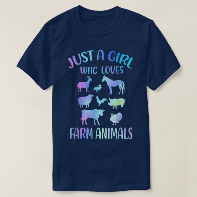 Just a Girl Who Loves Farm Animals - Cows Pigs Goa T-Shirt (Design Front)