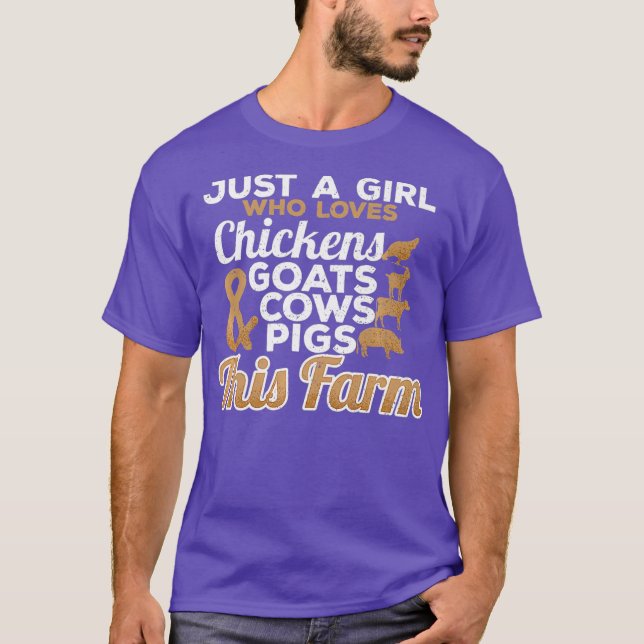 Just A Girl Who Loves Farm Animals Farming Life T-Shirt (Front)