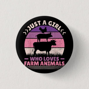 Just A Girl Who Loves Farm Animals Lover Women Far 3 Cm Round Badge