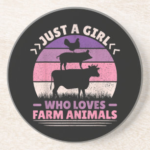Just A Girl Who Loves Farm Animals Lover Women Far Coaster