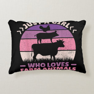 Just A Girl Who Loves Farm Animals Lover Women Far Decorative Cushion