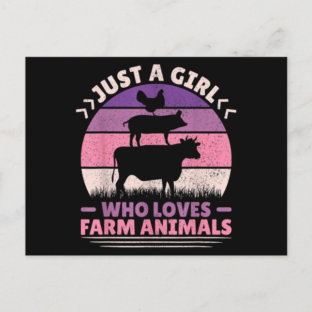 Just A Girl Who Loves Farm Animals Lover Women Far Holiday Postcard (Front)