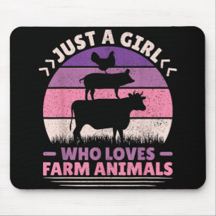 Just A Girl Who Loves Farm Animals Lover Women Far Mouse Pad