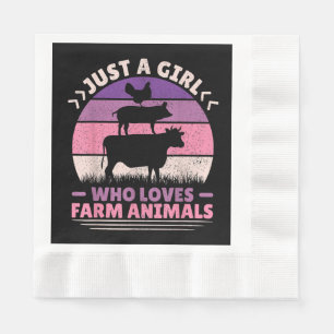 Just A Girl Who Loves Farm Animals Lover Women Far Napkin