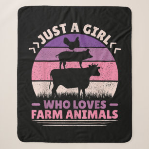 Just A Girl Who Loves Farm Animals Lover Women Far Sherpa Blanket