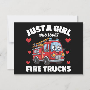 Just A Girl Who Loves Fire Trucks, Fire Truck Love Postcard