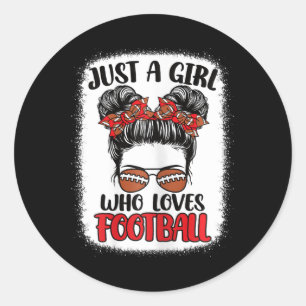 Just A Girl Who Loves Football Cute American Footb Classic Round Sticker
