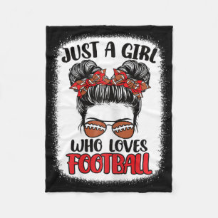 Just A Girl Who Loves Football Cute American Footb Fleece Blanket