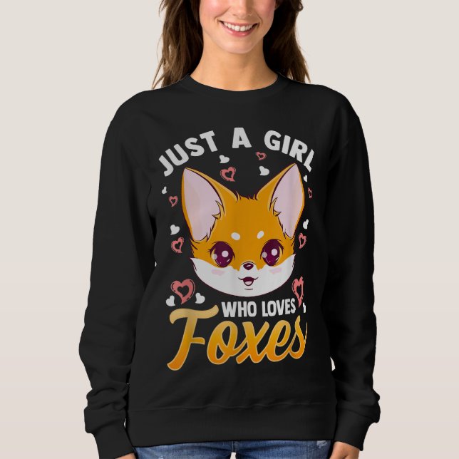 Just A Girl Who Loves Foxes Kids Girls Cute Fox Gi Sweatshirt (Front)