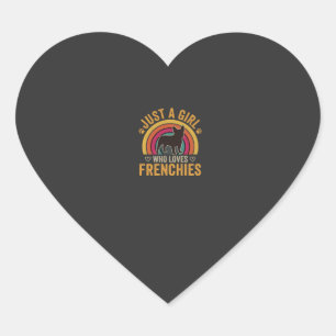 Just A Girl Who Loves Frenchies Retro Dog_1 Heart Sticker