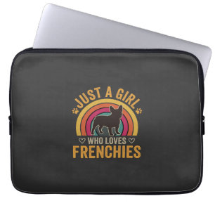 Just A Girl Who Loves Frenchies Retro Dog_1 Laptop Sleeve