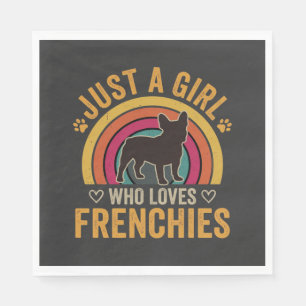 Just A Girl Who Loves Frenchies Retro Dog_1 Napkin
