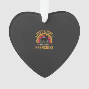 Just A Girl Who Loves Frenchies Retro Dog_1 Ornament
