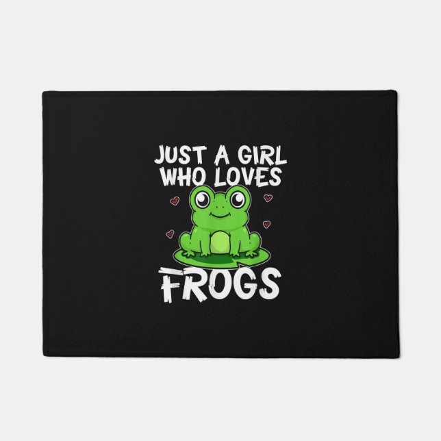 Just A Girl Who Loves Frogs | Cute Green Frog Gift Doormat (Front)