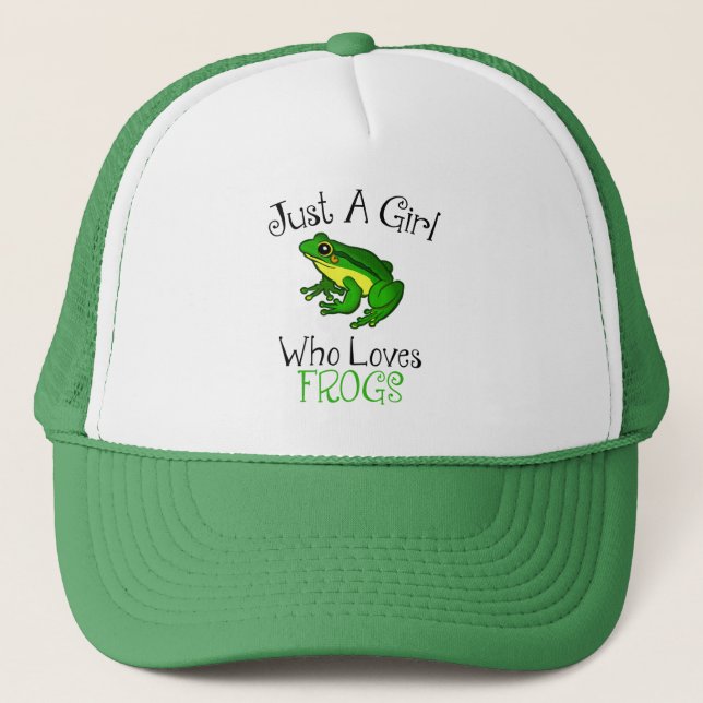 Just A Girl Who Loves Frogs Funny Frog Lover Trucker Hat (Front)