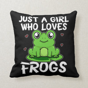 Just A Girl Who Loves Frogs Green Frog Costume Cushion