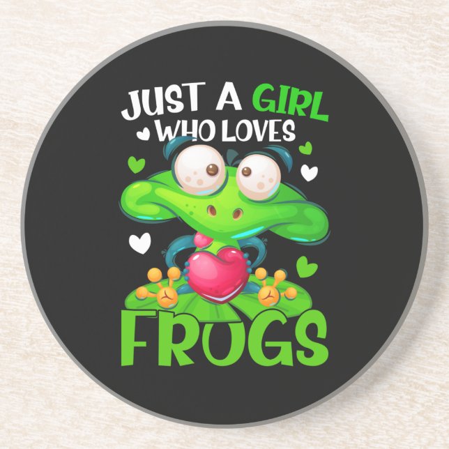 Just A Girl Who Loves Frogs Kids Girls Frog Coaster (Front)