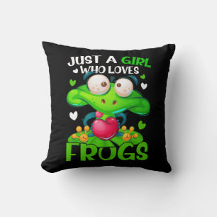 Just A Girl Who Loves Frogs Kids Girls Frog Cushion