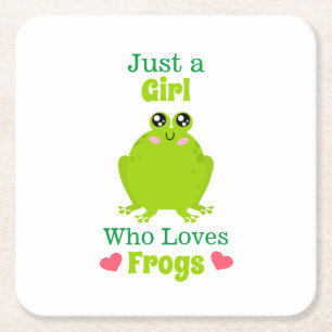 Just A Girl Who Loves Frogs Square Paper Coaster