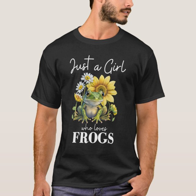 Just A Girl Who Loves Frogs Sunflowers Women Kids  T-Shirt (Front)