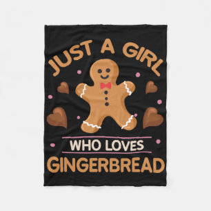 Just A Girl Who Loves Gingerbread Man Funny Christ Fleece Blanket