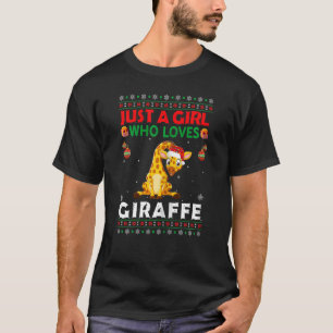 Just A Girl Who Loves Giraffe Matching Christmas P T-Shirt