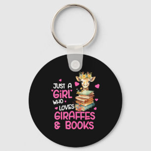 Just A Girl Who Loves Giraffes And Books Cute Read Key Ring
