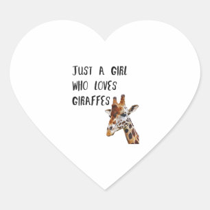 Just A Girl Who Loves Giraffes Cute Animal Giraffe Heart Sticker