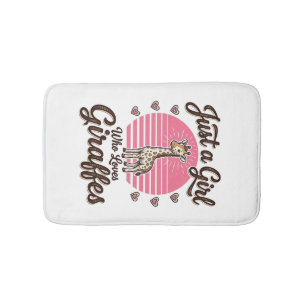 Just a Girl Who Loves Giraffes Vintage Shirt Desig Bath Mat