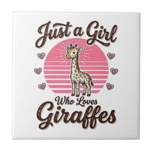 Just a Girl Who Loves Giraffes Vintage Shirt Desig Ceramic Tile