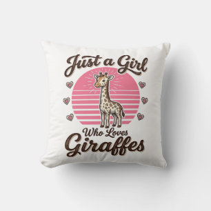 Just a Girl Who Loves Giraffes Vintage Shirt Desig Cushion