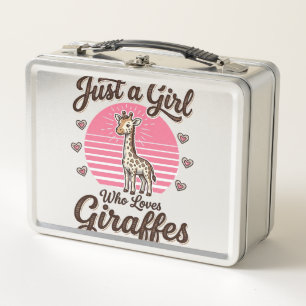 Just a Girl Who Loves Giraffes Vintage Shirt Desig Metal Lunch Box