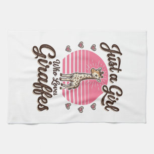 Just a Girl Who Loves Giraffes Vintage Shirt Desig Tea Towel